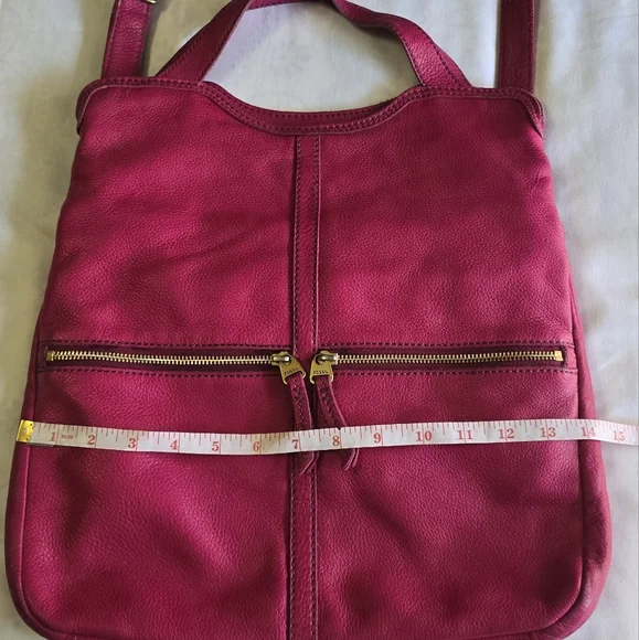 Fossil Erin Pebbled Leather Foldover Crossbody Bag Fuchsia Hot Pink Barbiecore - Picture 6 of 12